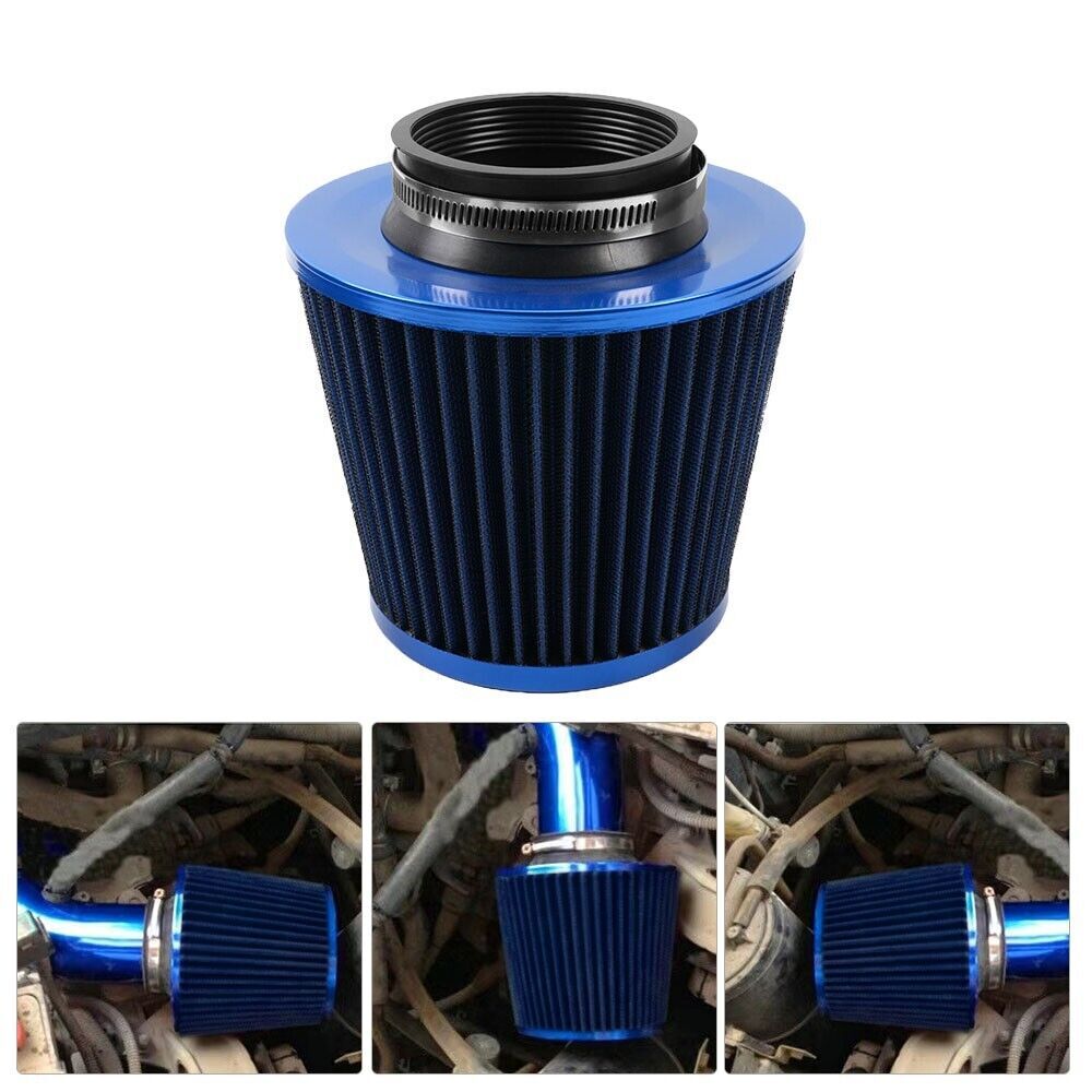 ya 12 5.22 3 76mm High Flow Inlet Cold Air Intake Cone Replacement Dry Air Filter Blue