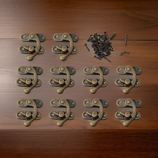 ya 14 10 Set Wood Box Latch Screws Clasp Lock Right Hook Decorative Antique Hardware