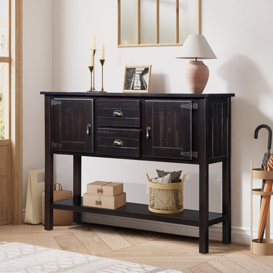 ya 28 Solid Wood Sideboard Console Table 48'' - 2 Drawers/Cabinets, Shelf,Espresso