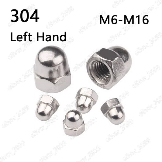 Left Hand 304 Stainless Steel Hex Cap Nuts Hex Acorn Nuts M6 M8 M10 M12 M16
