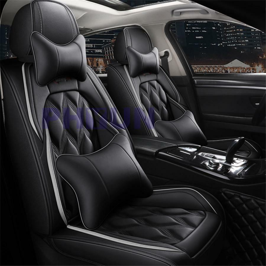 ya 12 5.22 Black Luxury Car for SEAT Cover Breathable Polyurethane Synthetic Leather for SEAT Cushion with Pillow 