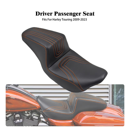 ya 5 8.7 Driver Passenger for SEAT U-shaped Orange Stitching for Harley Road Street Glide 09+