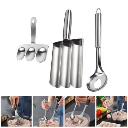 ya 26 3pcs Practical Meatball Press Molds Ball Maker Metal Shovel Ball Molder