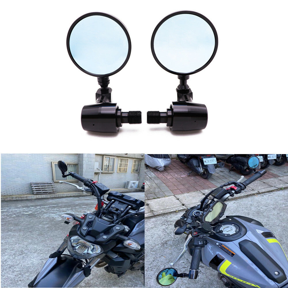 ya 4 6.21 Black Handlebar end Side Mirror W/ 16mm Bolt-on for Yamaha XJ6 MT-09 MT-07 MT-03