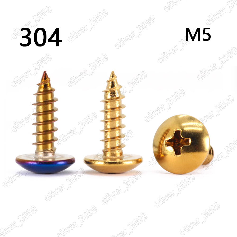 304 Stainless Steel Titannium Plated Phillips Truss Head Self Tapping Screws M5