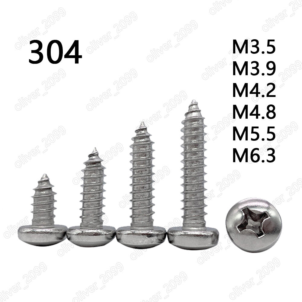 304 Stainless Steel M3.5 M3.9 M4.2-M6.3 Phillips Pan Head Self Tapping Screws