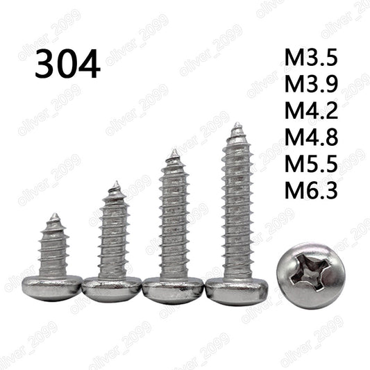 304 Stainless Steel M3.5 M3.9 M4.2-M6.3 Phillips Pan Head Self Tapping Screws