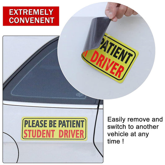 ya 1 7.8 3Pcs Student Driver Magnet Car Signs Please Be Patient Car Bumper Sticker Decal