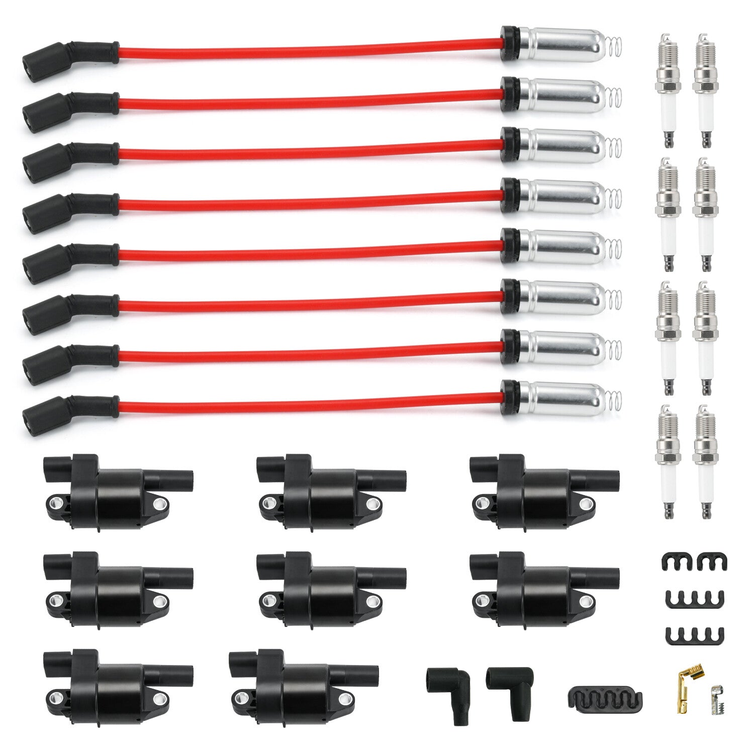 ya 5 8.7 8x Ignition Coil+Iridium Spark Plug+Wireset For 05-15 for Chevy for Silverado for GMC for Sierra