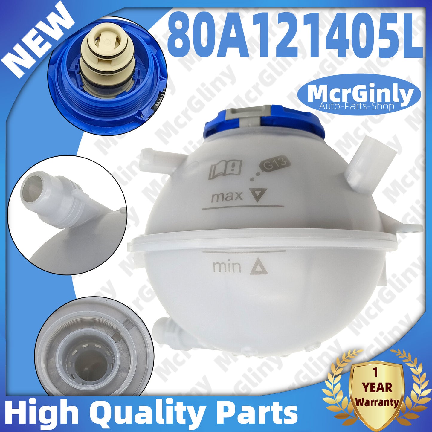 ya 9 6.5 Engine Coolant Reservoir Tank with Cap for Audi for Q5 2017 18-2024 2.0T 80A121405Q
