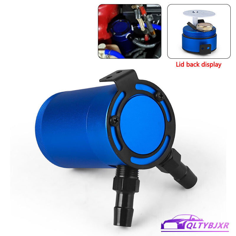 ya 27 7.2 Turbo Compact Baffled 2 Port Oil Catch Can Tank Air Oil Separator Aluminum Blue
