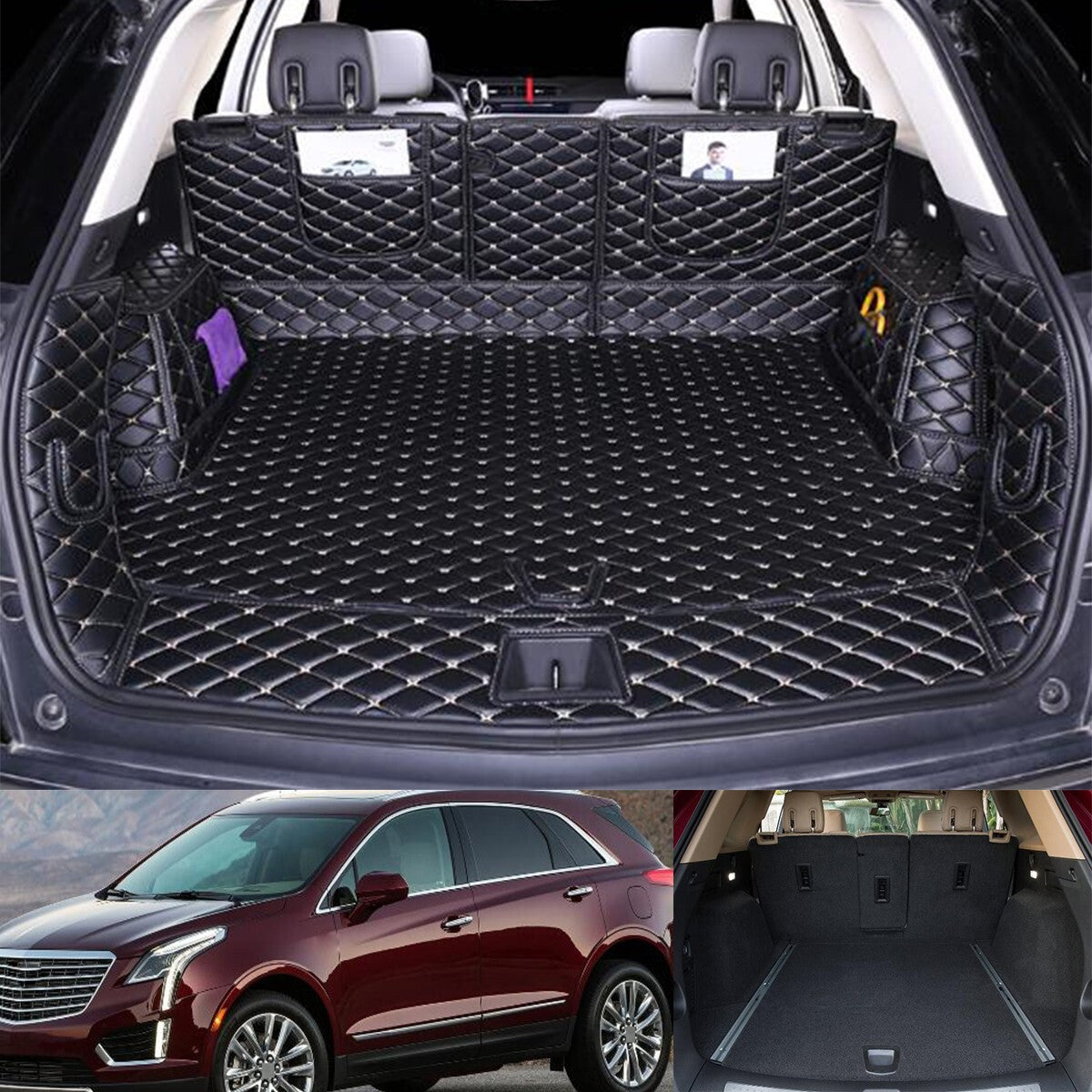 ya 7 6.10.3 Car Leather Boot Cargo Liner Tray Rear Trunk Floor Mat for for Cadillac XT5 2017-25