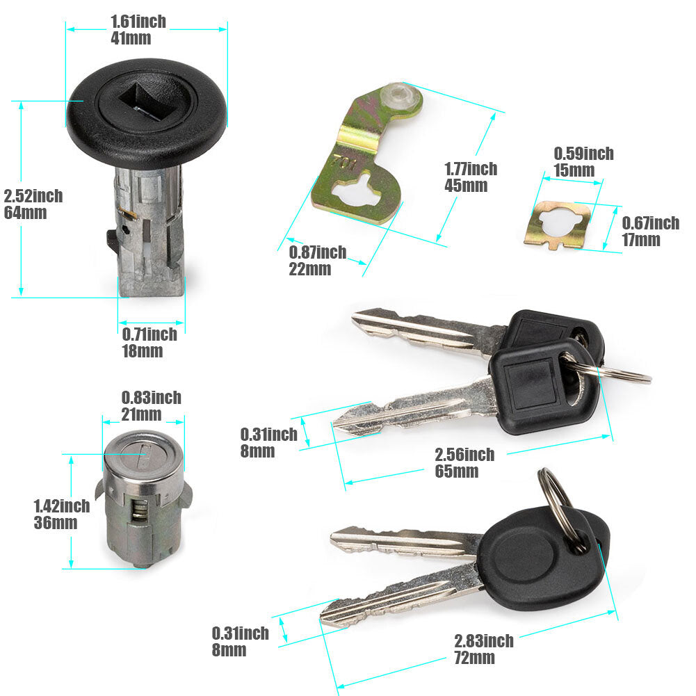 ya 1 8.5.2 Fit for GMC H2 Ignition Switch & Front Door Lock Cylinders with 2 Keys