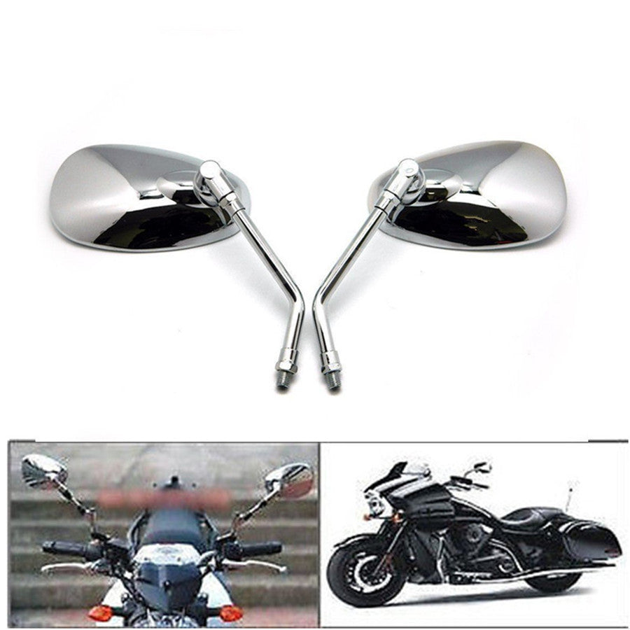 ya 4 6.21 10MM Motorcycle Chrome Oval Side Rearview Mirrors For Cruiser Chopper Custom