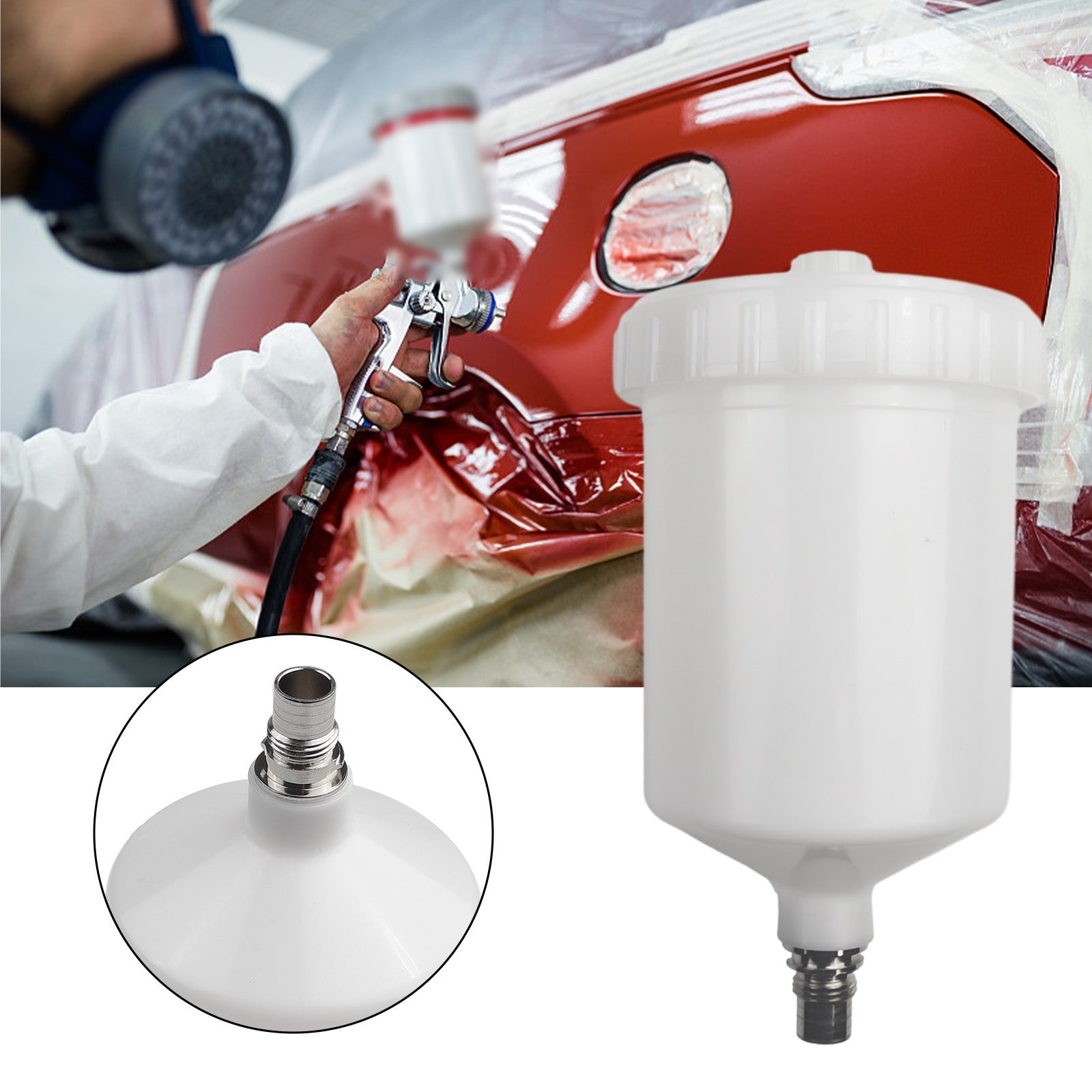 ya 5 8.7 Plastic HVLP Paint Cup Pot Fit For SATA Spray Connector Jet Paint Sprayer For A4