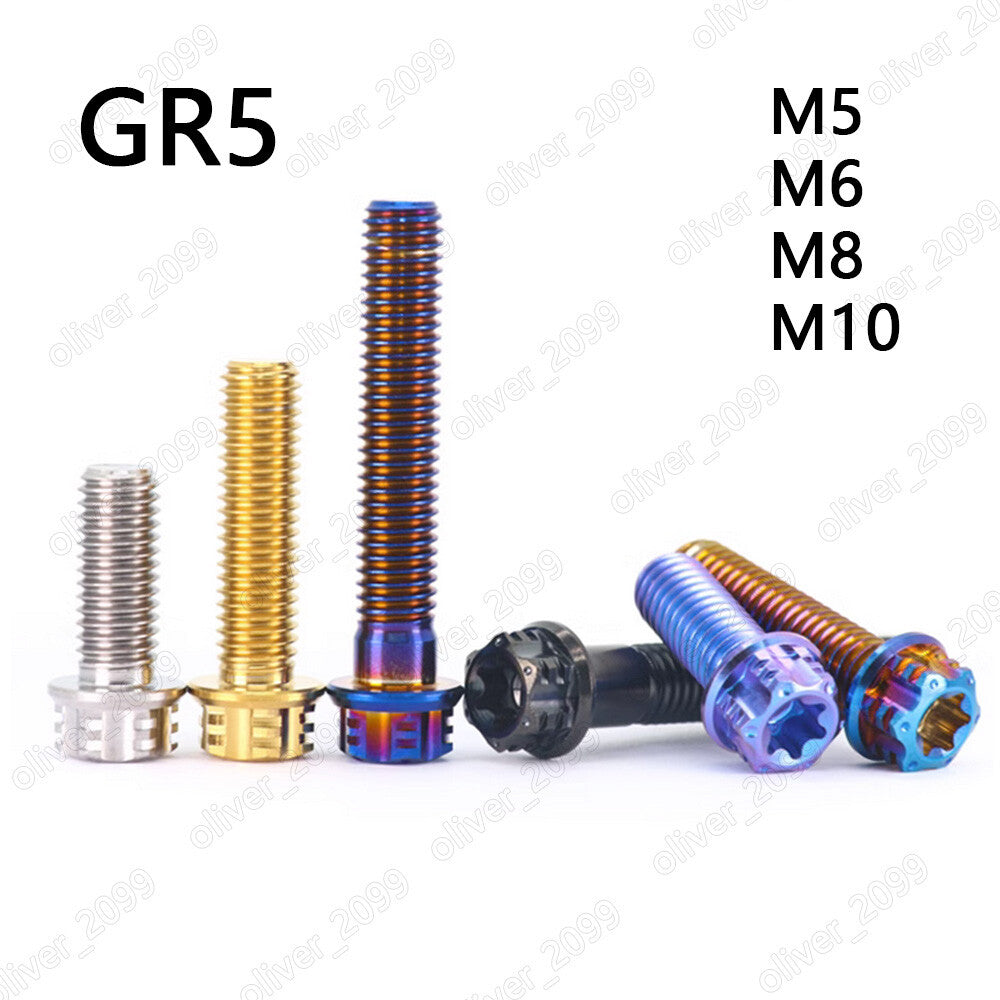 GR5 Titanium PVD Color Torx Soket Cap Head Fancy Screws With Flange M5 M6 M8 M10