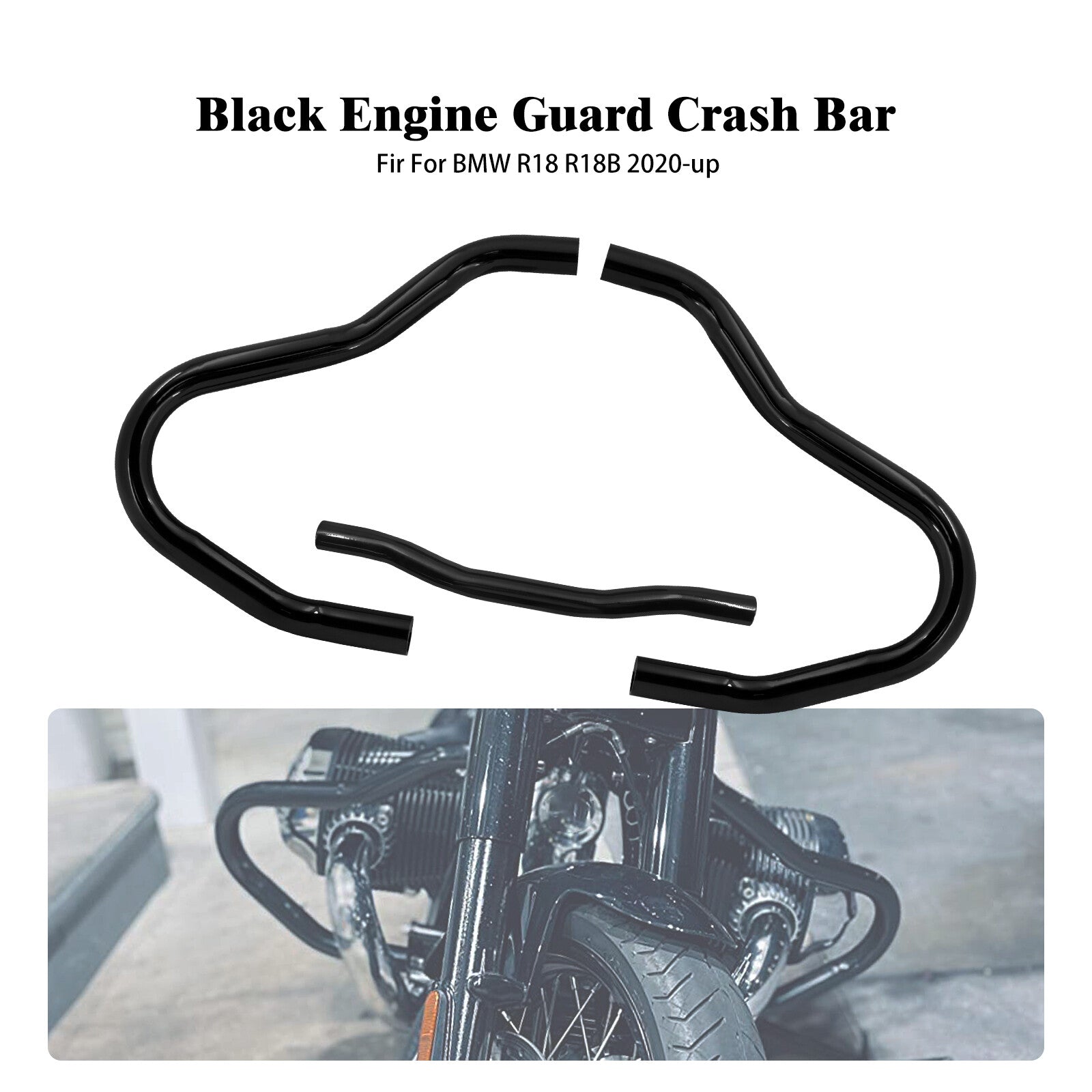 ya 2 6.30 Black Highway Engine Guard Crash Bars Bumper Protection for BMW R18 B 2020-2023