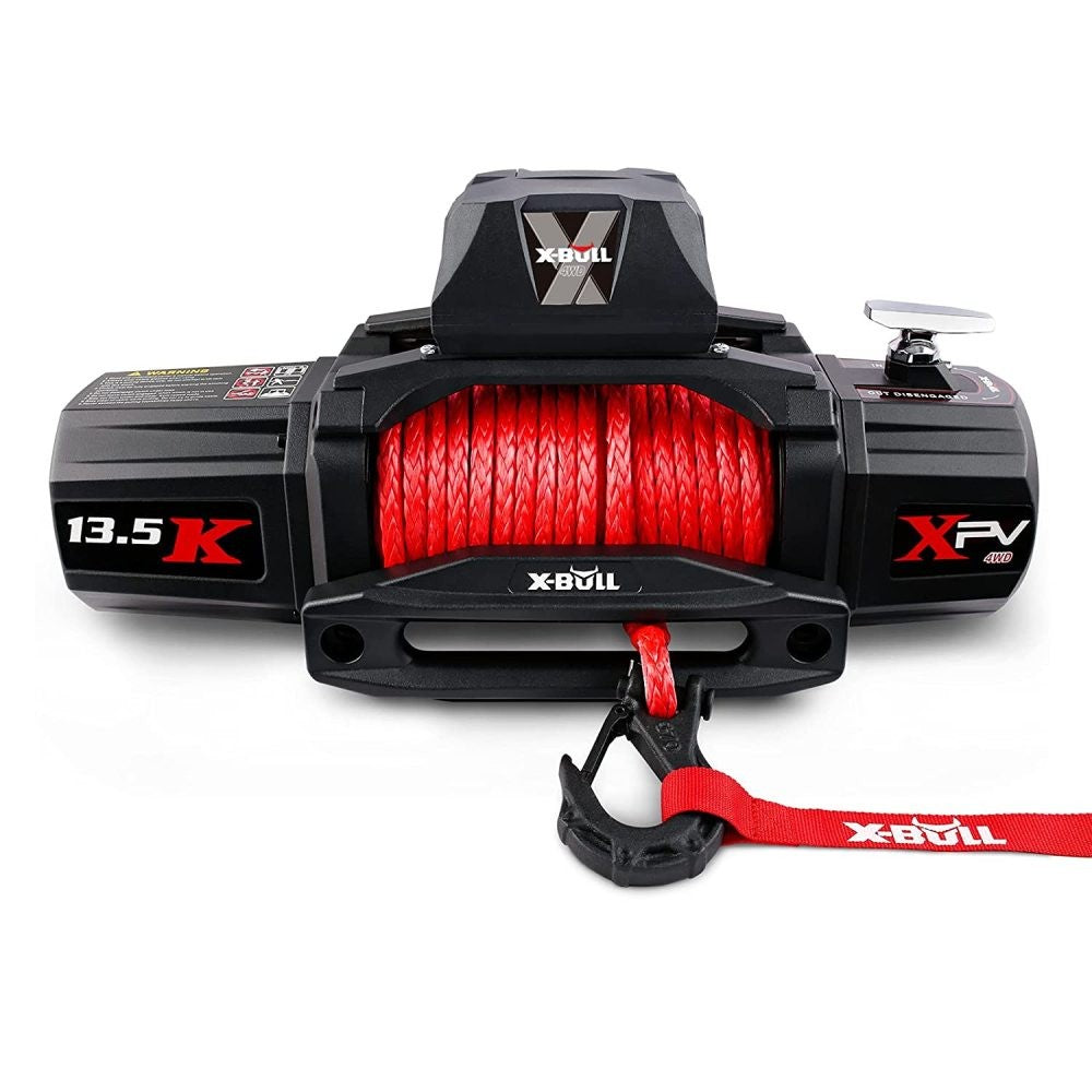 ya 28 13500 LBS XPV Electric Winch - Synthetic Red Rope for Jeep/Towing Truck/4WD 12V