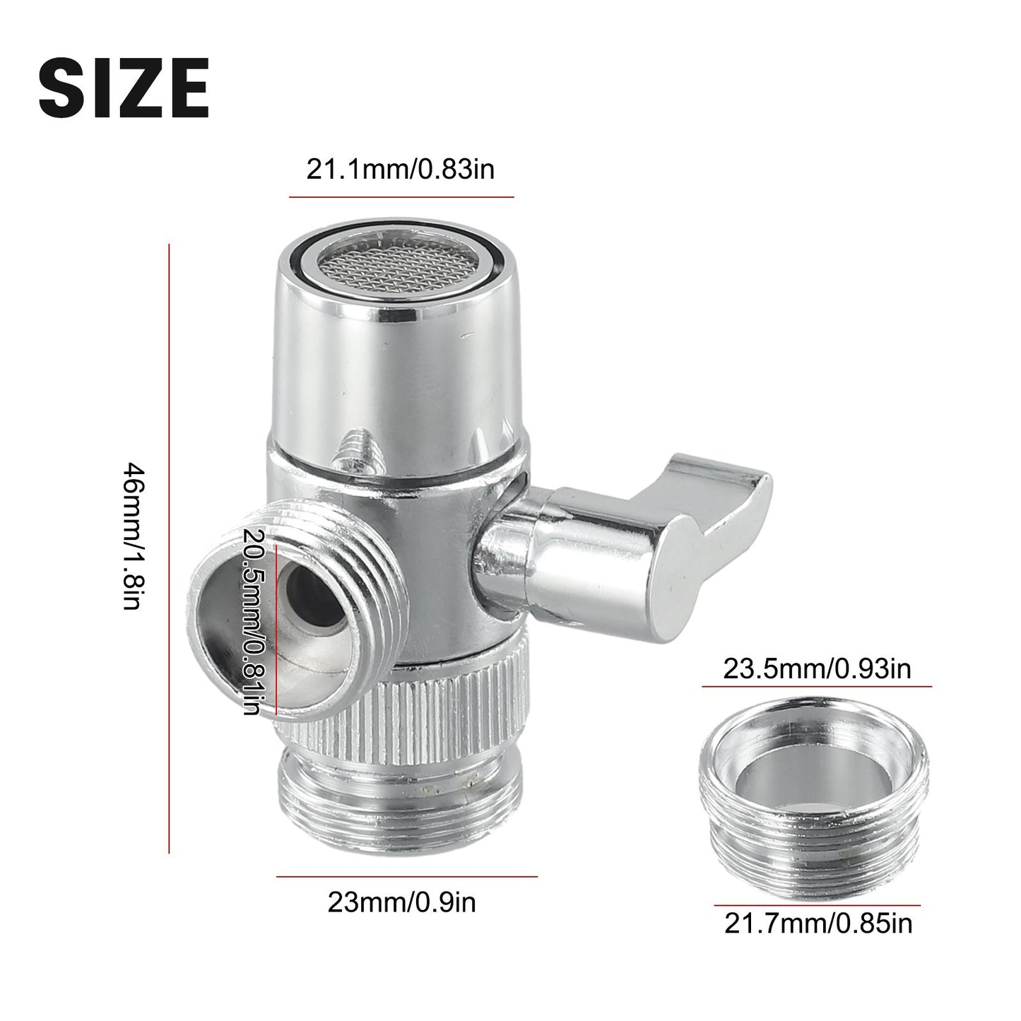 ya 14 3-way Diverter Valve Water Tap Connector Faucet Adapter Kitchen-Sink Splitter