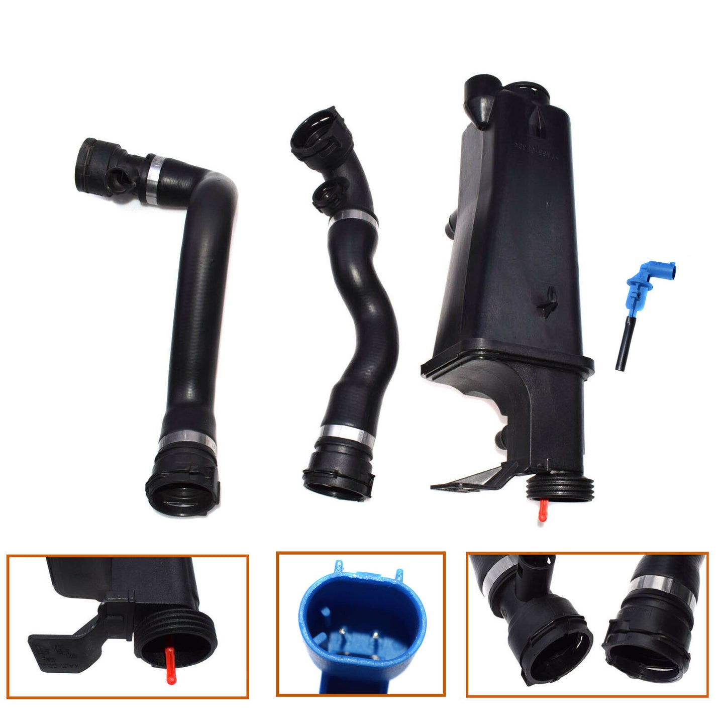 ya 3 6.25 New coolant radiator expansion tank upper lower radiator hose kit 17111436413