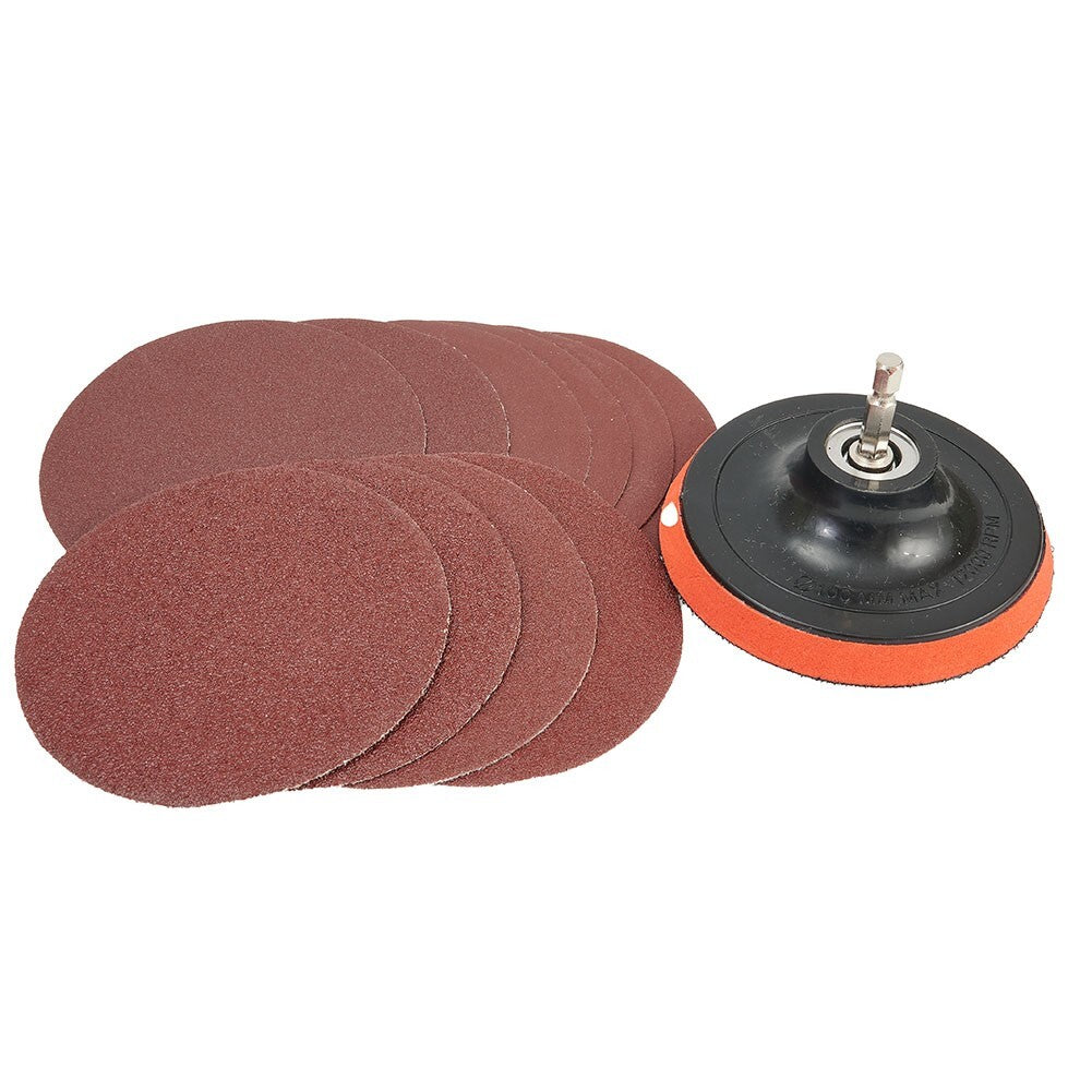 ya 14 10X 4inch Sanding Discs 100mm Hook Loop Sandpaper With Backing Pad M10 Set AU