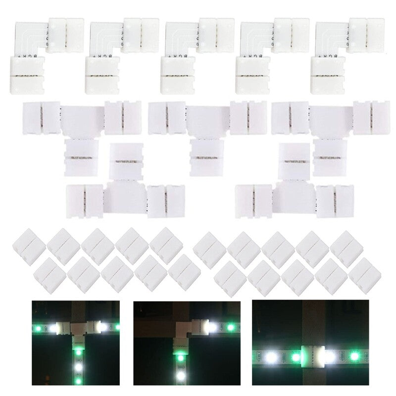 ya 14 30 Pcs 4-Pin Solderless LED Connectors for T/L Shape Right Angle Corner Connecto
