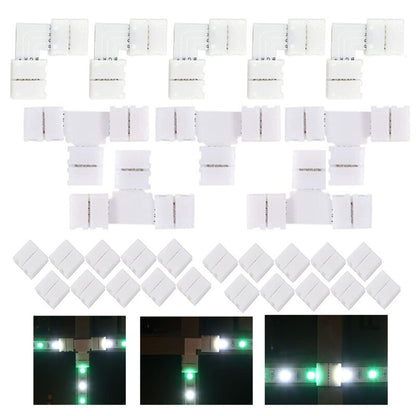 ya 14 30 Pcs 4-Pin Solderless LED Connectors for T/L Shape Right Angle Corner Connecto