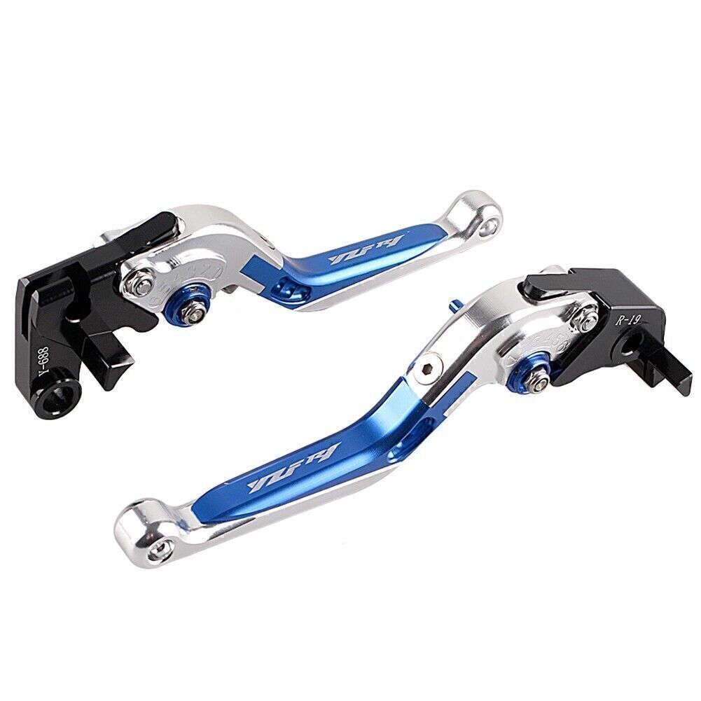 ya 5 8.7 Motorcycle Foldable Brake Clutch Levers Fit for Yamaha YZF R1 2004-2016 Silver/Blue