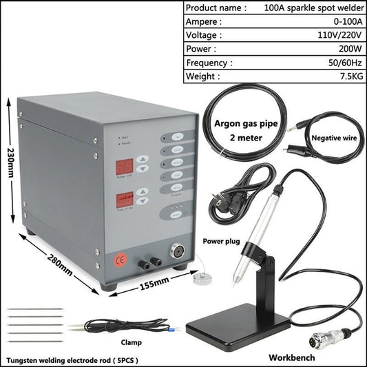Jewelry Pulse Spot Welder Stainless Steel Spot Weld Pulse Argon Arc Welder 100A