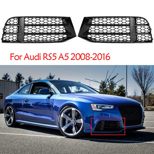 ya 1 7.7 for Audi RS5 A5 2008-16 Honeycomb Front Bumper Fog Light Grille Lower Lamp Cover