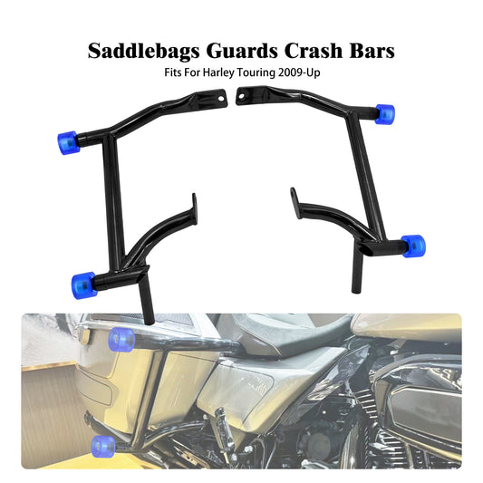 ya 2 6.30 Saddlebag Guards Crash Bars Blue Guard Balls for Harley Road Electra Glide 09-23