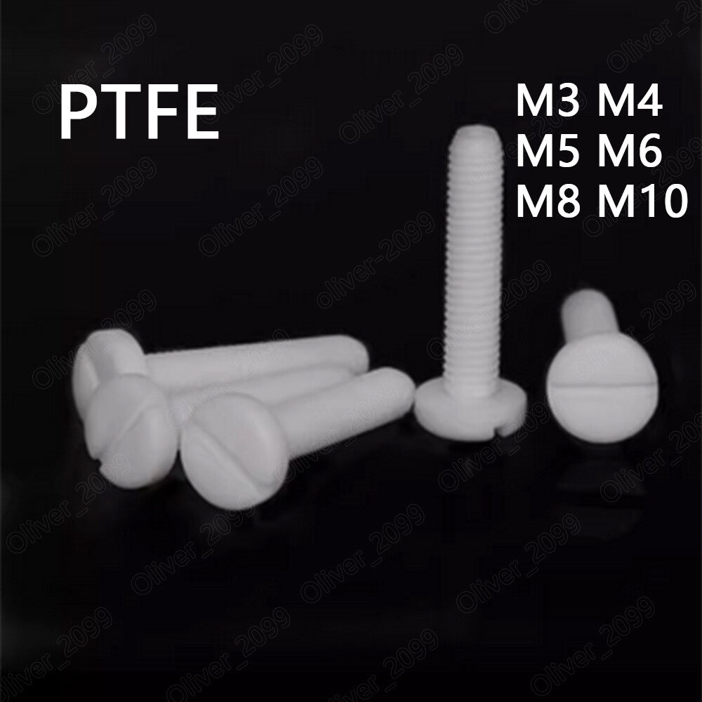 PTFE Plastic Slotted Pan Head Screws M3 M4 M5 M6 M8 M10