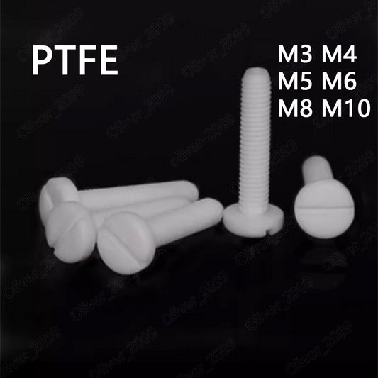 PTFE Plastic Slotted Pan Head Screws M3 M4 M5 M6 M8 M10