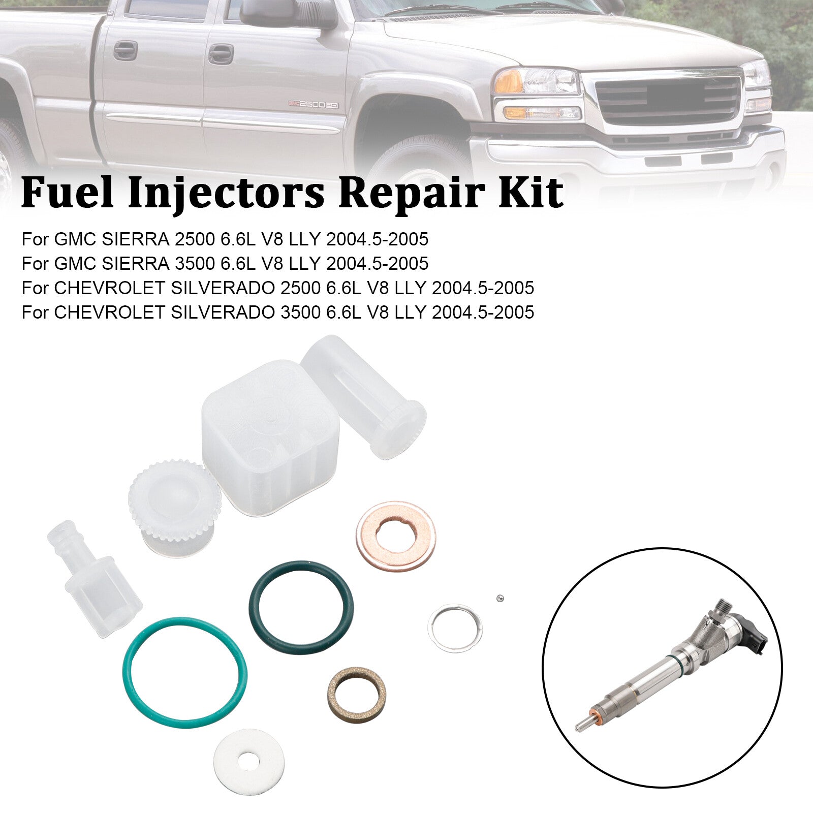 ya 1 8.12 baidi 8PCS Fuel Injector Repair Kit for Chevy for GMC Duramax 6.6L 2004-2005 Diesel