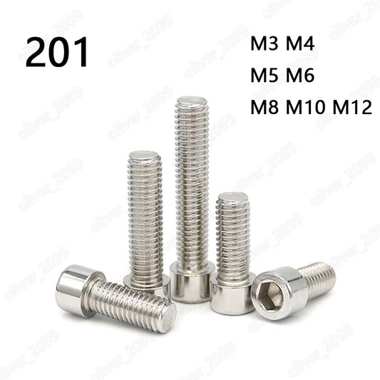 201 Stainless Steel Allen Hex Socket Bolt Cap Head Screw M3 M4 M5 M6 M8 M10 M12