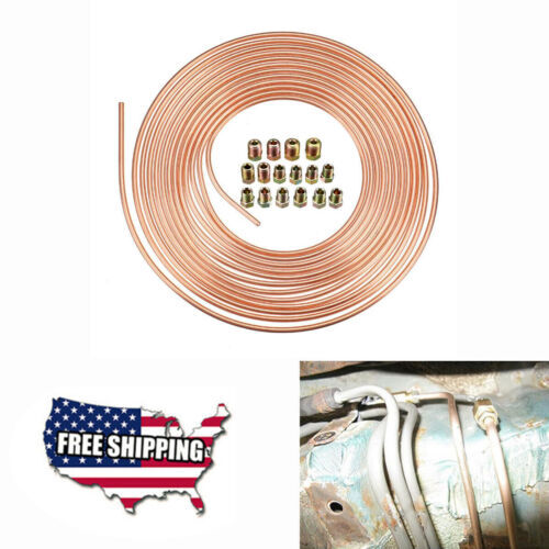 ya 10 5.28.3 USA 25ft Roll 3/16 OD Brake Line Tubing Kit Copper Nickel w/ 16Pcs Gold Fitting