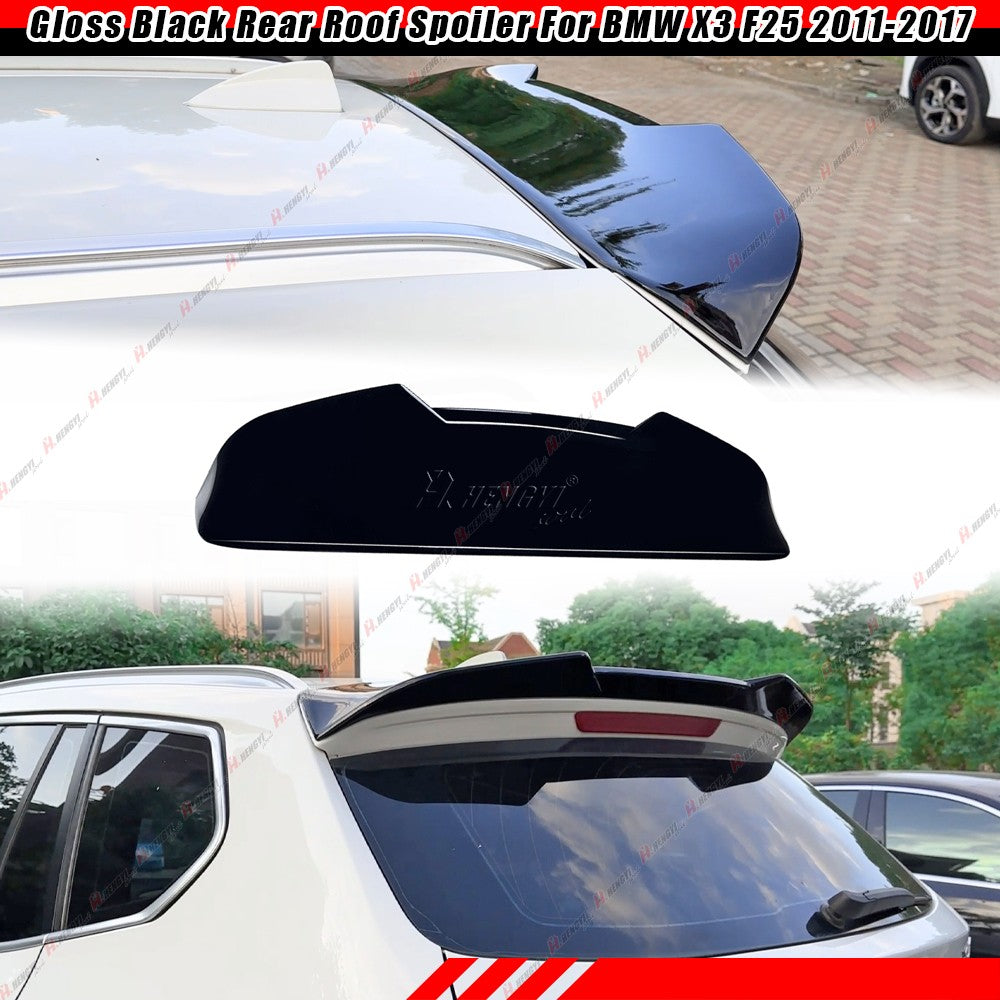 ya 3 6.25.3 for for BMW X3 F25 2011-2017 X3M Style Gloss Black Rear Trunk Roof Spoiler Lip Wing