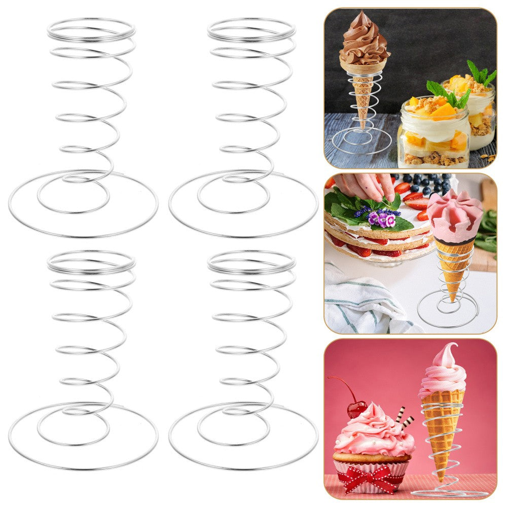 ya 2 7.14 4 Pcs Ice Cream Cone Holders Display Stand Baby Child Iron Station Food