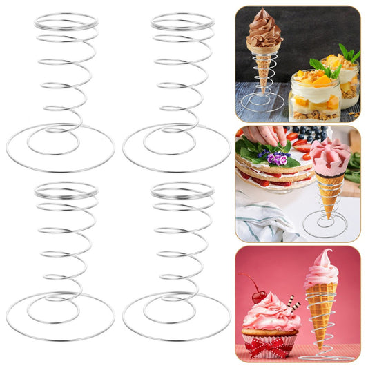ya 2 7.14 4 Pcs Ice Cream Cone Holders Display Stand Baby Child Iron Station Food