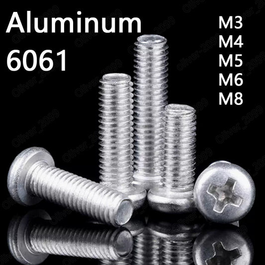 Aluminum Alloy 6061 Phillips Cross Pan Head Machine Screws Bolts M3 M4 M5 M6 M8