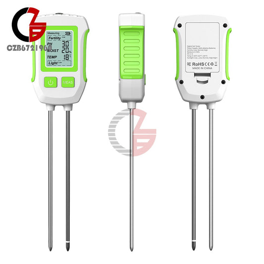 ya 26 5-in-1 LCD Soil Tester Dual-Probe Moisture Meter PH Fertility Temp Light Meter