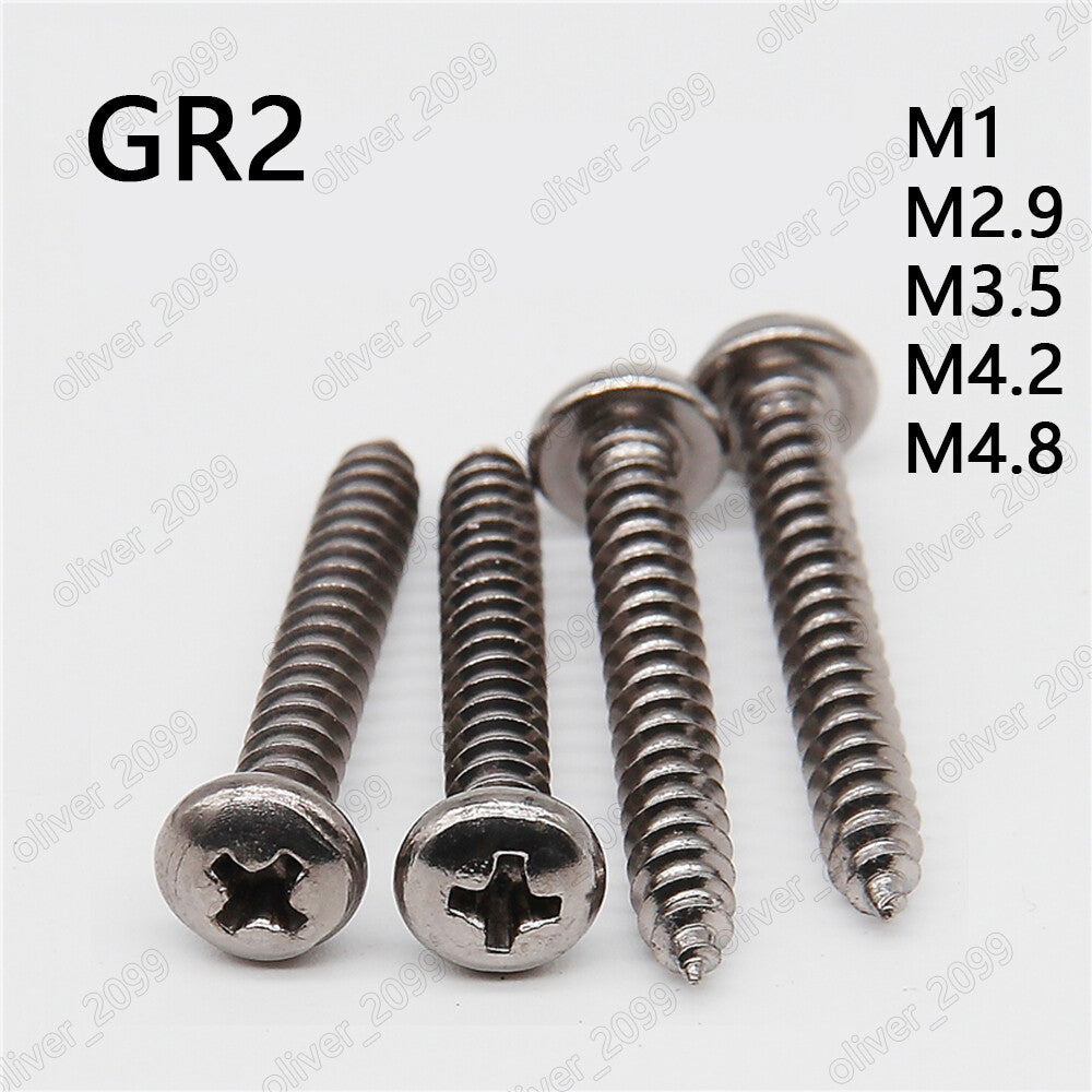 Titanium GR2 M1 M2.9 M3.5 M4.2 M4.8 Phillips Cross Pan Head Self Tapping Screws