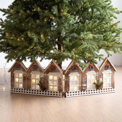 ya 25 Wooden Village Houses Set Decoration for Holiday Mantel