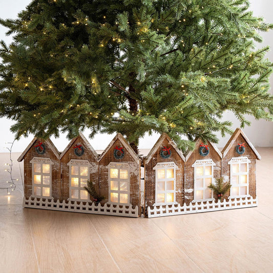 ya 25 Wooden Village Houses Set Decoration for Holiday Mantel