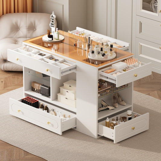 ya 28 Closet/Walk-in Closet Island - 6 Drawers, Open Shelves, Jewelry Storage White 