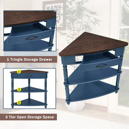 ya 15 10.20 Small Triangle Corner Table 33.8'' , Wood Corner Side Table Solid Wood Legs