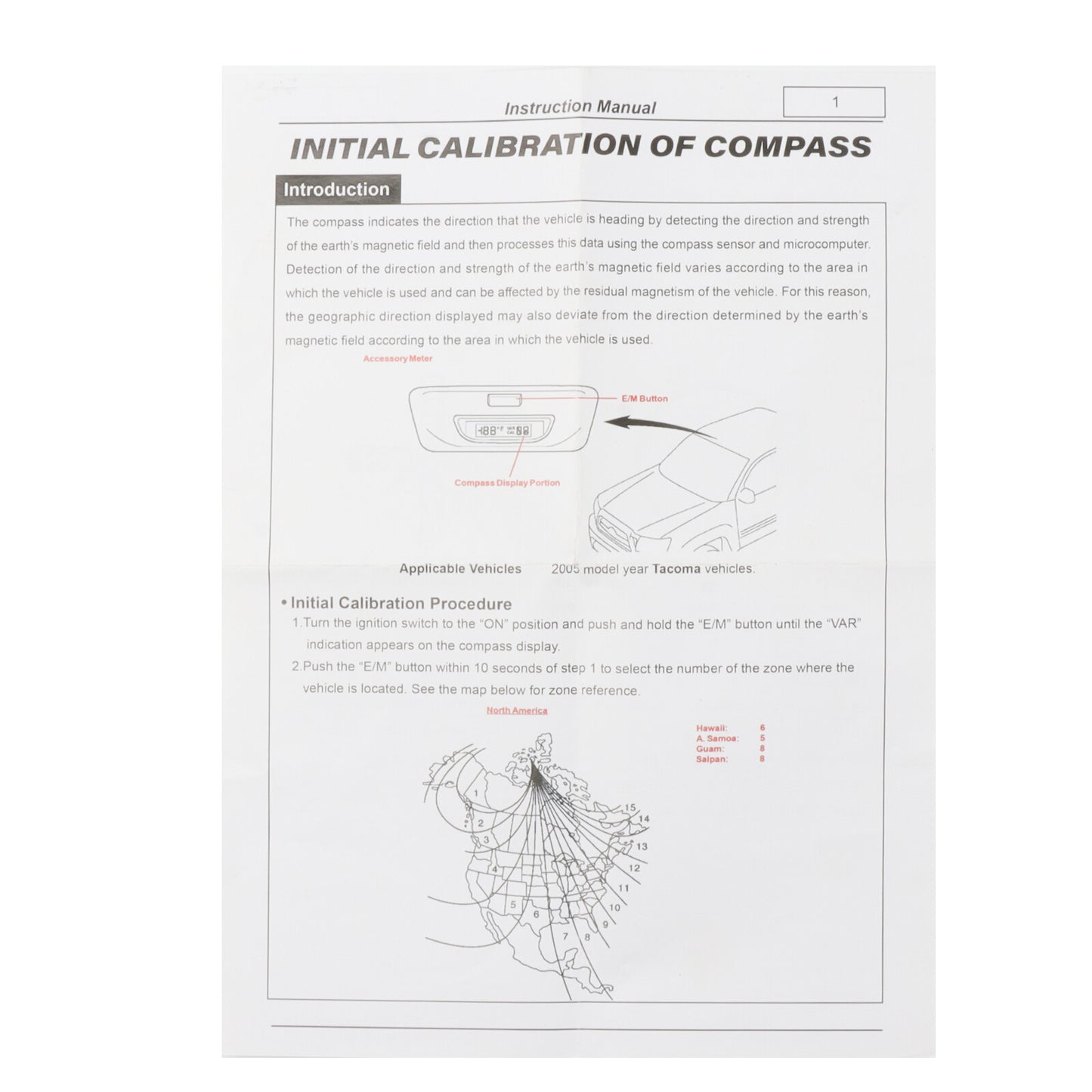ya 5 8.7 599 - 958 Applicable to 2005 - 2008 for Toyota Tacoma temperature direction display overhead model 83290-AD010