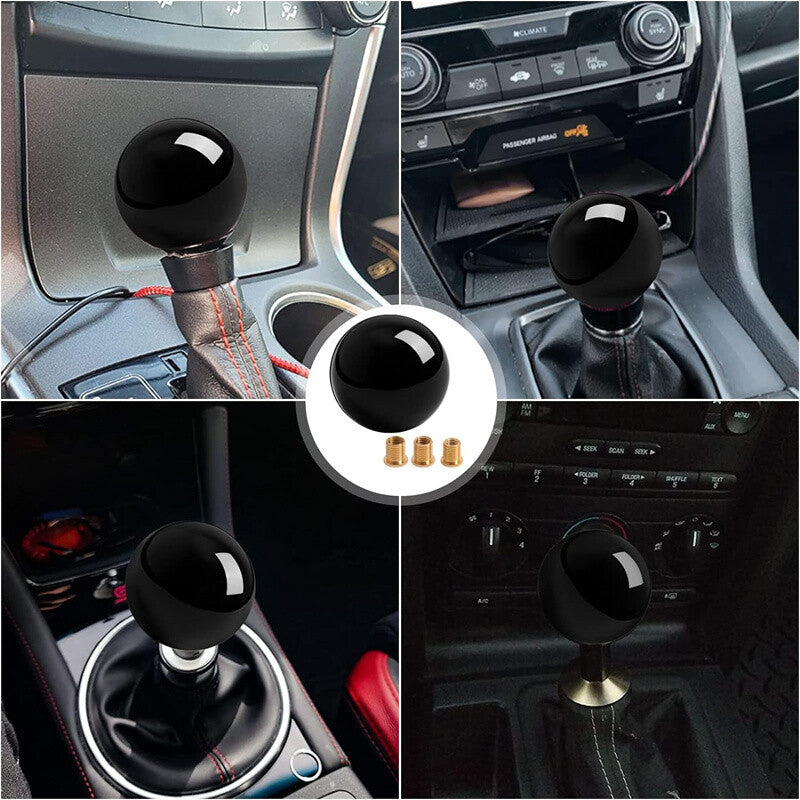 ya 11 6.5 Black Round Ball Shifter Acrylic Gear Shifter Headband 3 Adapters Universal 