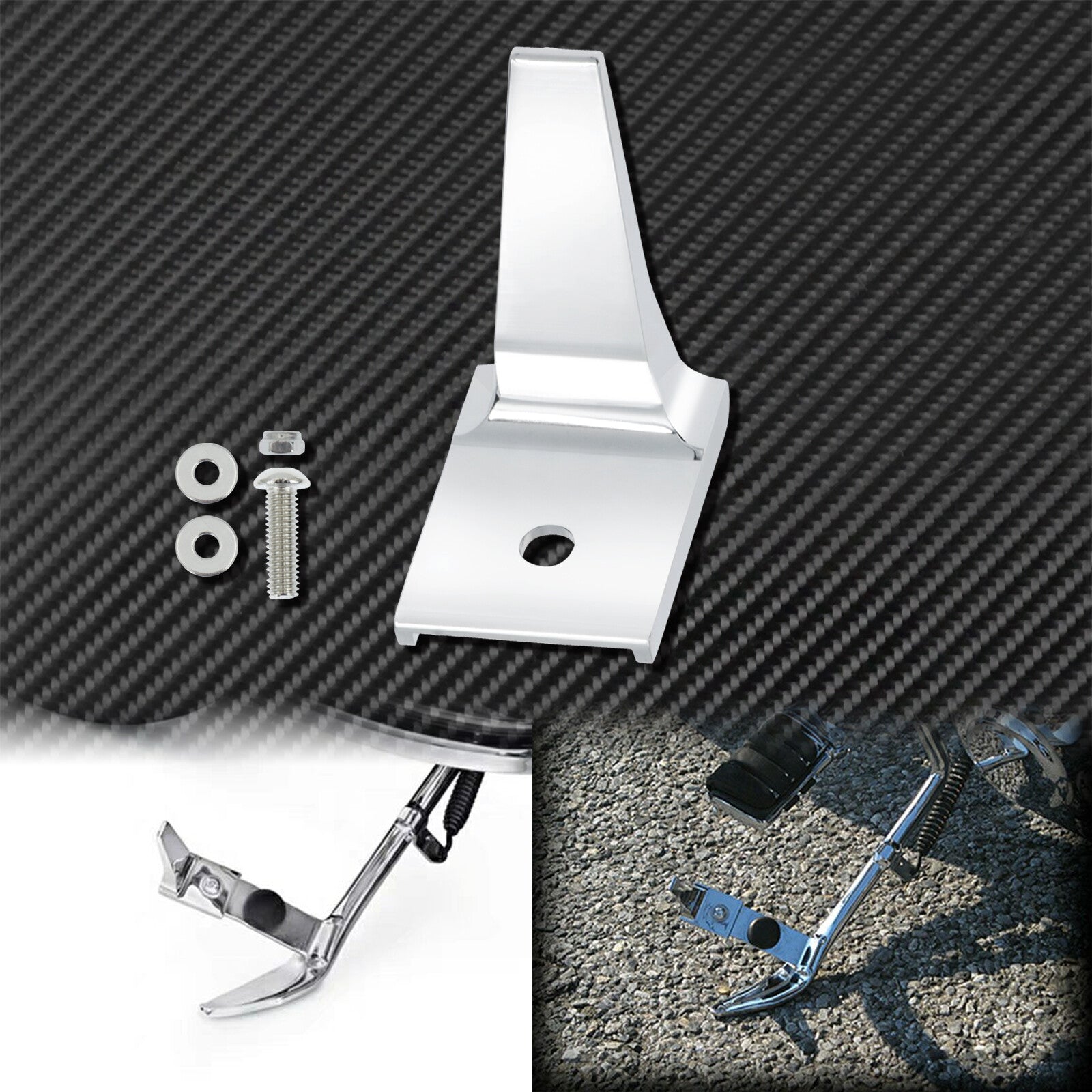 ya 4 6.17 Motorcycle Chrome Stand Kickstand Extension Fit for Harley Softail Fat Boy 07-17