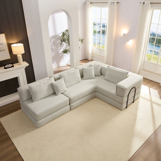 ya 28 118.2 Oversized Modular Sofa Set - 6 Pillows,for Living Room,Light Grey